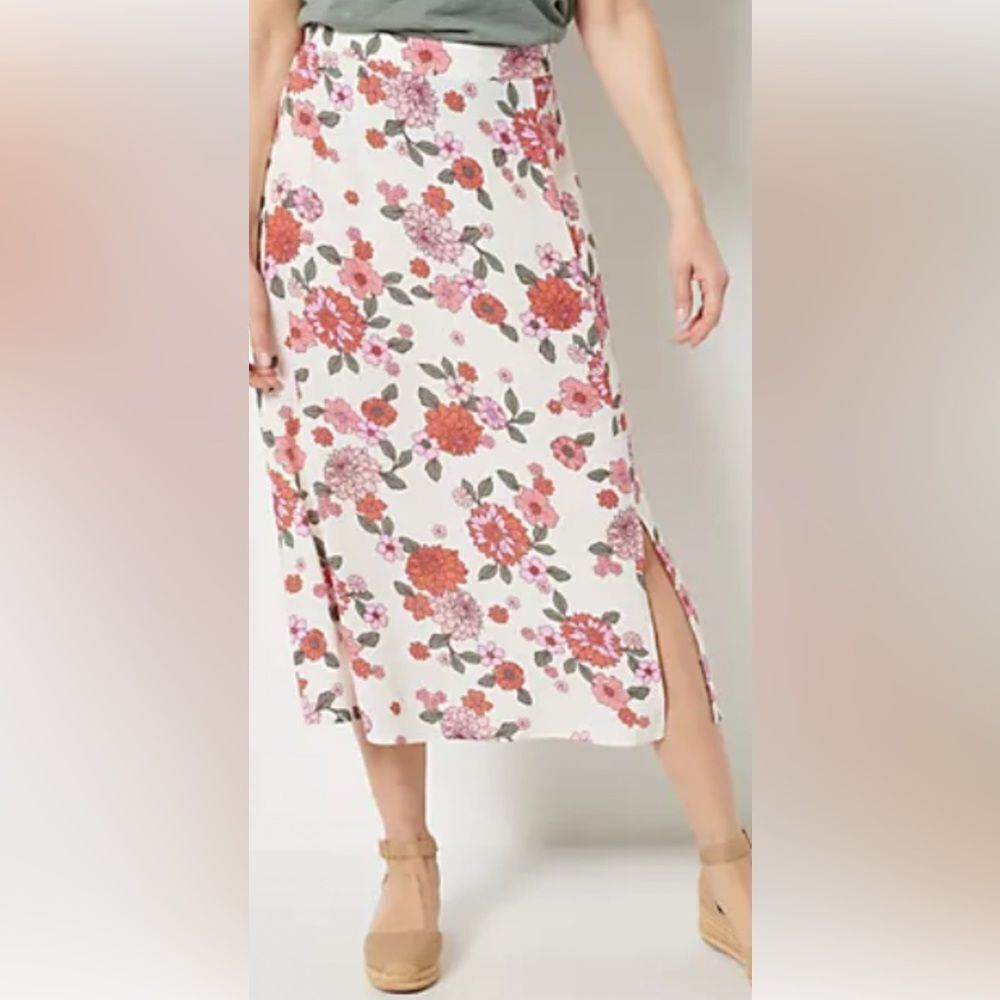 NWT Candace Cameron Bure Midi Skirt Floral Sz Large